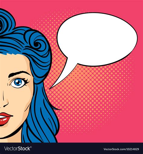 Pop Art Of Young Woman With Empty Speech Bubble Vector Image