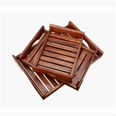 Urbankrafts Sheesham Wood Tray Set For Hotel Shape Rectangle At Rs