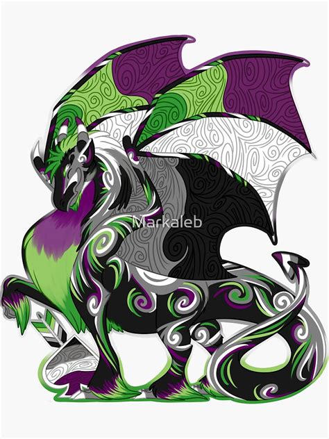 Aro Ace Pride Dragon Sticker By Markaleb Redbubble