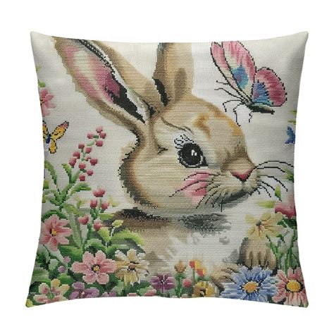 Nawypu Lovely Bunny Pillow Covers Cute Rabbit Easter Pillow Cases Egg