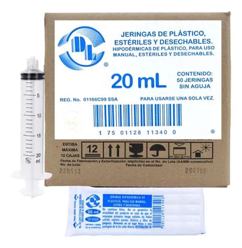 50 Jeringas De Plástico 20 Ml Sin Aguja Grado Médico Dl Meses sin