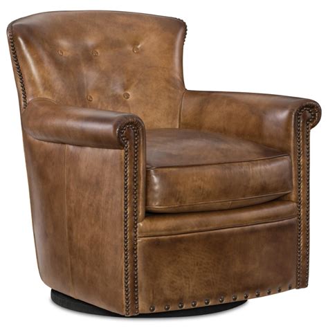 Jacob Swivel Club Chair With Nailhead Trim Sprintz Furniture Upholstered Chairs Leather