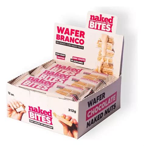 Naked Bites Barra Proteína Wafer Chocolate Branco Cx 12un Frete grátis