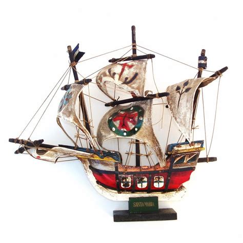 Vintage Pirate Ship Wooden Ship Model Sailing Boat Santa