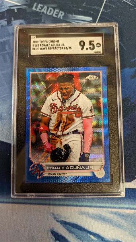 Ronald Acuna Jr Topps Chrome Blue Wave Refractor Sgc