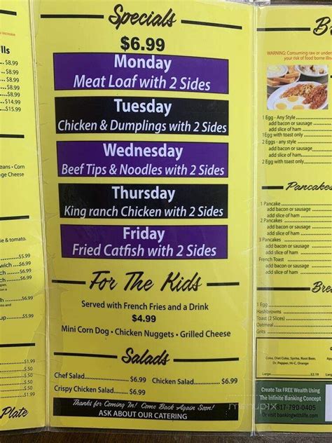 Daily Special Cafe Menu In Alvarado TX Order Delivery Reviews