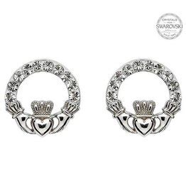 Shanore Sterling Claddagh Stud Earrings Irish Crossroads