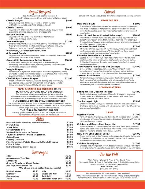 Menu – Mj’s Restaurant