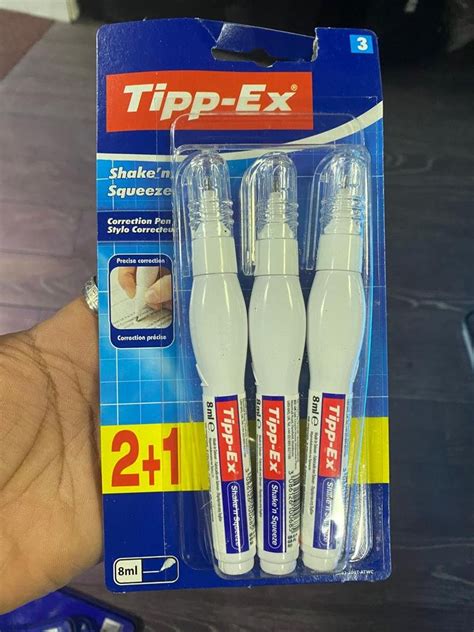 Tipp Ex Shake N Squeeze Fine Point Precise Correction Pen Fluid 3x 8ml