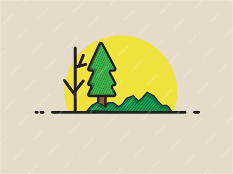 Premium Vector | Panorama of green pine forest