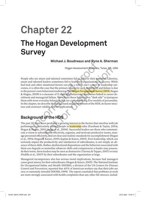 Pdf The Hogan Development Survey