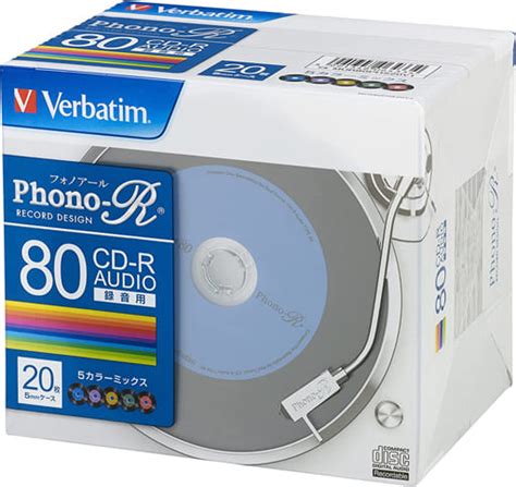 Cd R 三菱 Verbatim 録音用cd R Phono R 800mb 80分 24倍速 20枚パック Mur80phs20v1