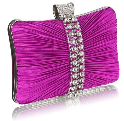 Wholesale Gorgeous Purple Diamante Strip Clutch Evening Bag