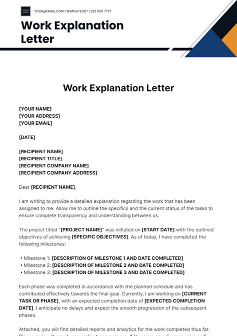 Free Work Explanation Letter Template Edit Online And Download