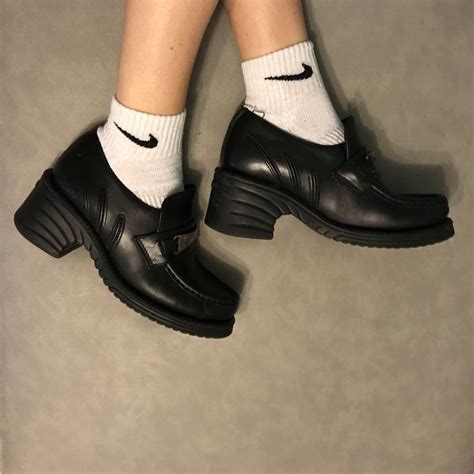 Amazing Y2k 00s 90s Black Leather Chunky Platform Depop Black