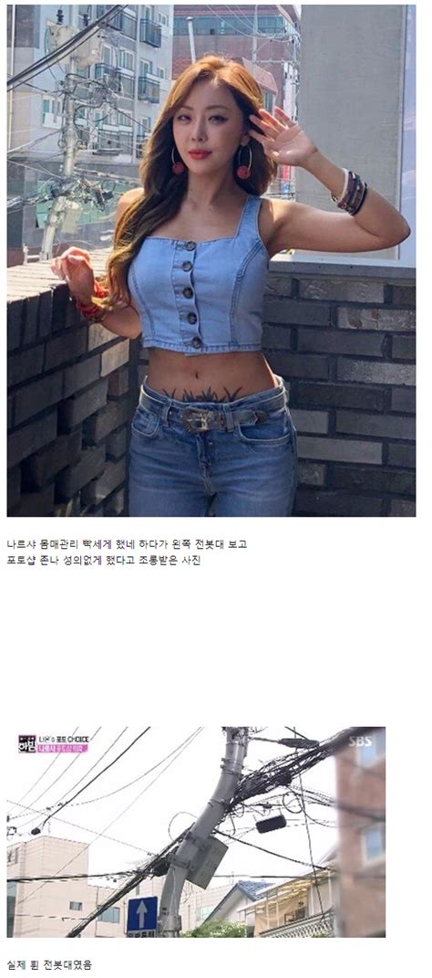 나르샤 포토샵 보정으로 휜 전봇대의 진실 유머게시판 퀘이사존 Quasarzone