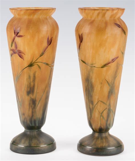 Lot 448 Pair Of Daum Mado Nancy Art Glass Vases Case Auctions