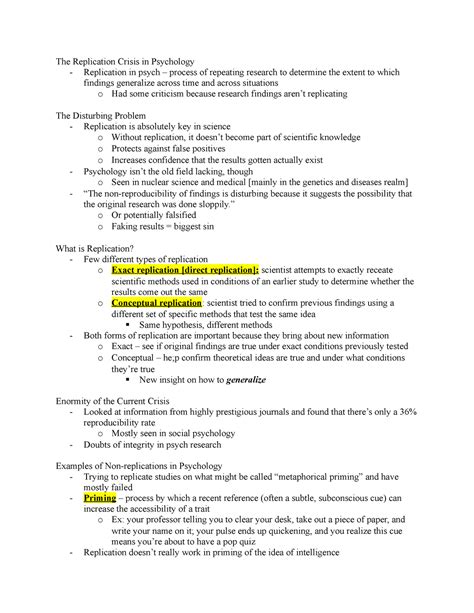 Psy Reading Notes The Replication Crisis In Psychology