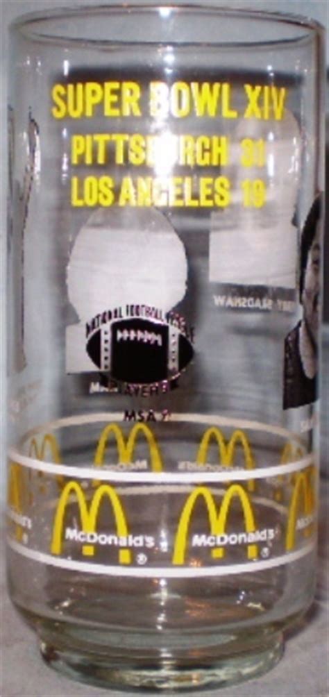 Mcdonalds Glass Pittsburgh Steelers Super Bowl Xiv Davis Bradshaw Ham Promo Glasses