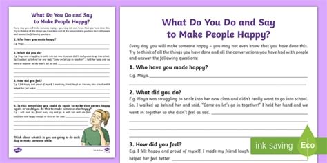 What Makes You And Others Happy Worksheet Teacher Made