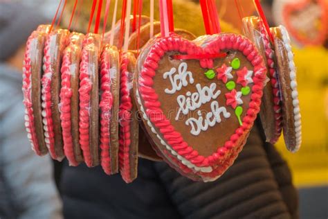 Gingerbread Hearts Ich Liebe Dich I Love You Stock Photo Image Of