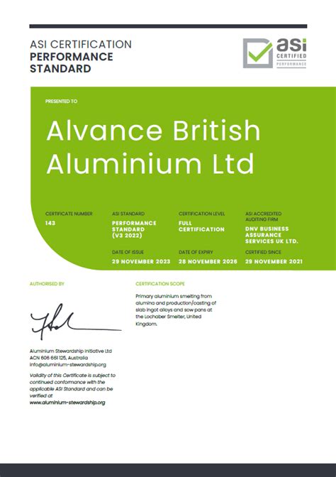 Accreditations Alvance British Aluminium