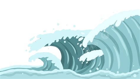 Las Grandes Olas Azules En El Océano En Estilo De Dibujo A Mano PNG