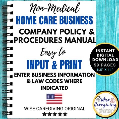 Home Care Policy And Procedure Company Manual Template Etsy Canada