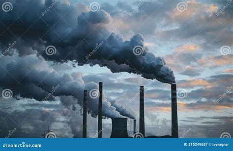 Smoke Rising From A Waste Incineration Facility Air Pollution Stock