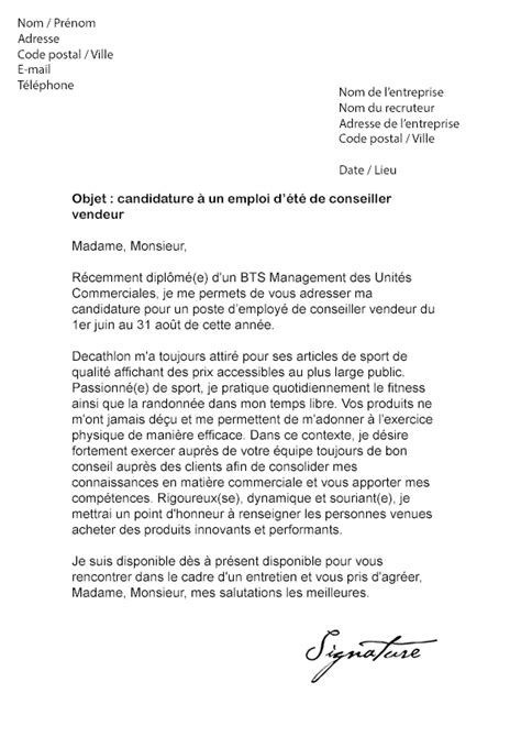 Lettre de motivation job d été camping laboite cv fr