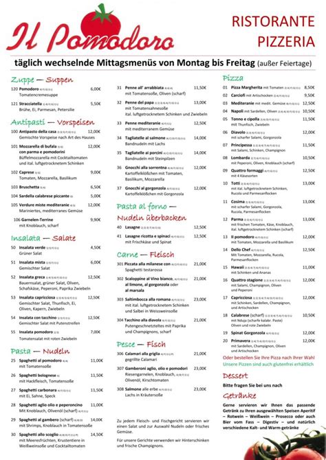 Speisekarte Ristorante Il Pomodoro