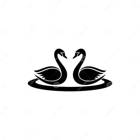 Two Black Swan Logo Icon Sign Stock Vector Illustration Of Concept