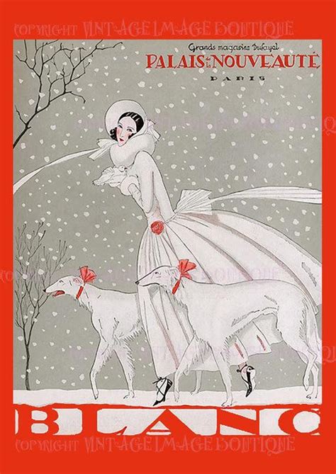 Antique 1920s Art Deco Winter Fashion Scene Of A Woman With Borzoi