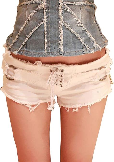 Women Cut Off Low Waist Denim Jeans Shorts Mini Hot Pants Bandage Punk