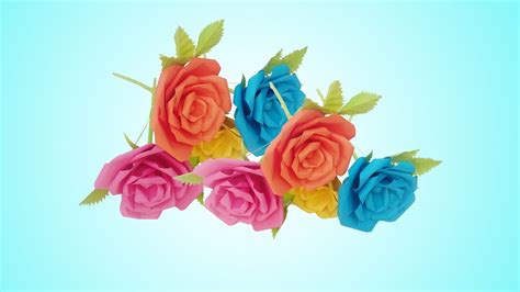 How To Make Very Easy And Simple Paper Rose Paper Flowers Rose Diy