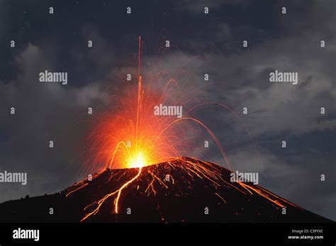 Indonesia, Sumatra, Krakatoa volcano erupting Stock Photo - Alamy