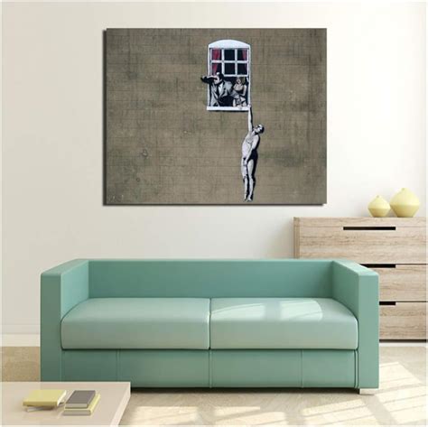 Banksy Naked Man Image Graffiti Wall Art Canvas Canvas Posters Prints