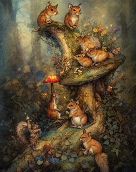 Premium AI Image | watercolor drawing mysterious forest forest path and ...