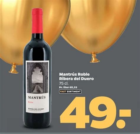 Mantrús Roble Ribera del Duero 75 cl tilbud hos Netto