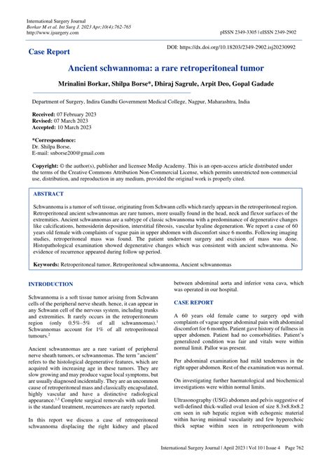 Pdf Ancient Schwannoma A Rare Retroperitoneal Tumor