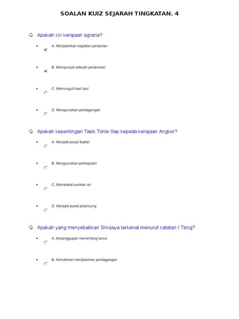 Pdf Soalan Kuiz Sejarah Tingkatan Dokumen Tips