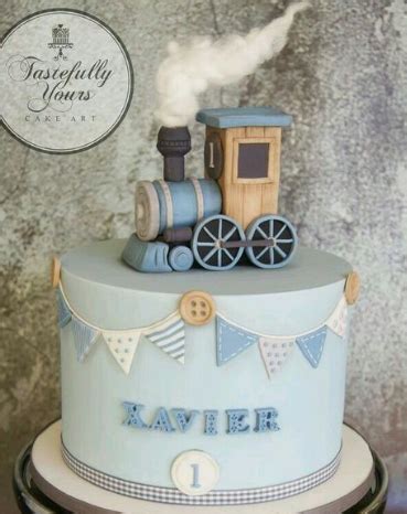 Train-themed Kitten Cake for a 1st Year Birthday