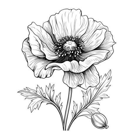 Premium Vector Hand Drawn Sketch Poppy Flower Illustration