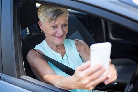 Senior Woman Taking Selfie On Mobile Phone Stock Image Image Of Hair