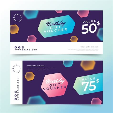 Free Vector | Gradient birthday gift voucher template