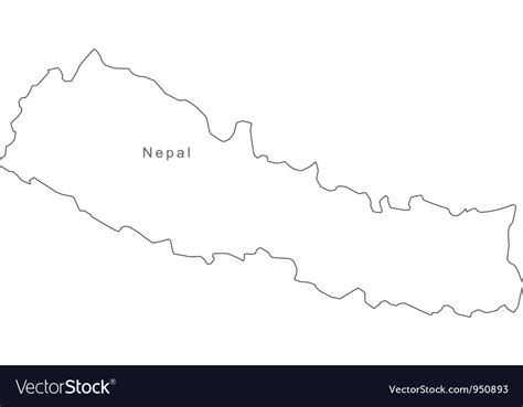 Black White Nepal Outline Map Royalty Free Vector Image