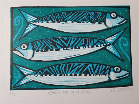 Catch Me If You Can Original Linocut Print Limited Edition Of