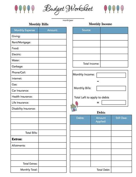 Budget Calculator Worksheet