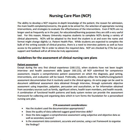 Nursing Care Plan Format Template Pdf Template