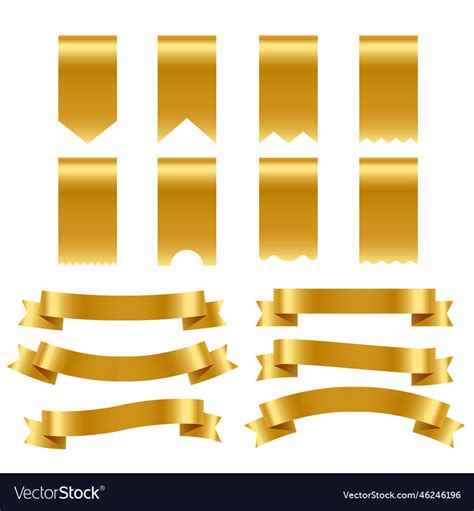 Gold Ribbons And Labels Pack Royalty Free Vector Image